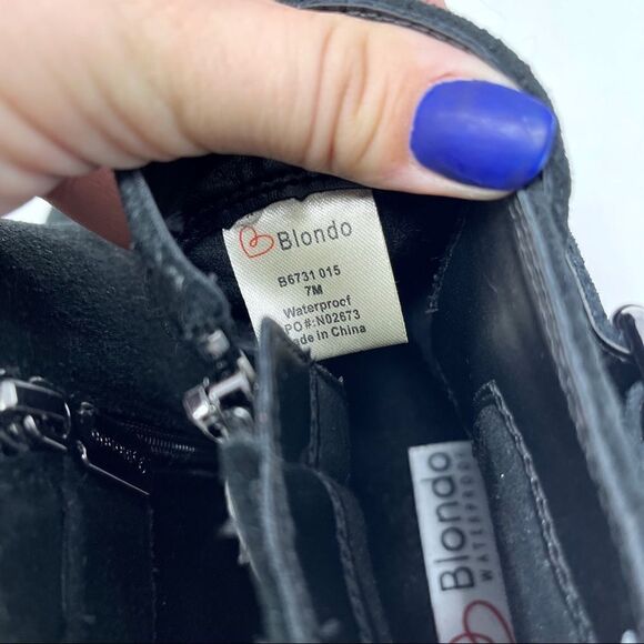 Blondo Black Suede Buckle Waterproof Booties 7 - Picture 6 of 6